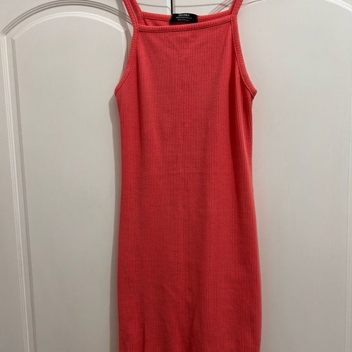 Orange mini dress with thin straps used Bershka size M