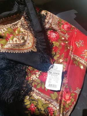 Pavlovo Posad ρωσικό σάλι 100% μαλλί σαν καινούργιο, πολύχρωμο 125x125cm