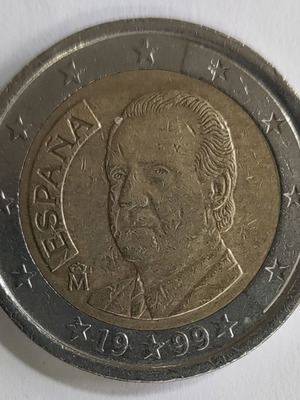 Ισπανία 2€ 1999 ευρώ νόμισμα μεταχειρισμένο, βασιλιάς Χουάν Κάρλος Α'