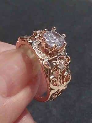Elegance rose gold plated stone ring, S925 hallmark