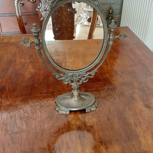 Bronze table mirror used, rotating, antique style