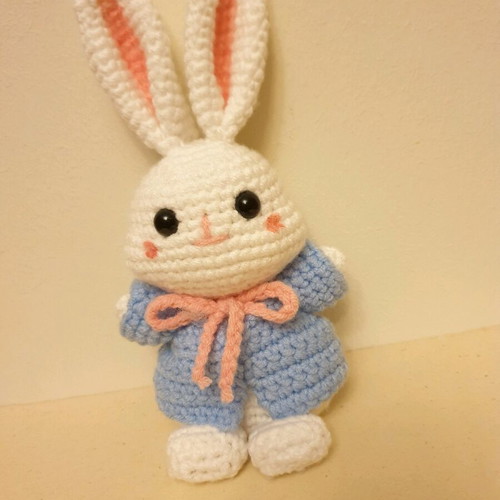 Amigurumi Bunny Doll handmade, 21cm, safe eyes, hypoallergenic filling