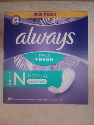 Always pantyliners normal 5 packs of 60 pieces new