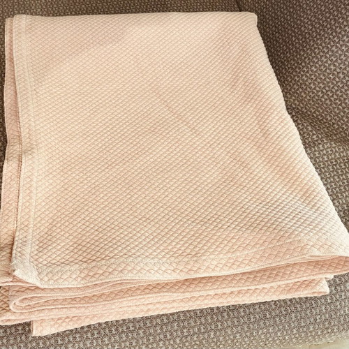 Large pink pale waffle weave pique blanket used 1.90x2.20 m