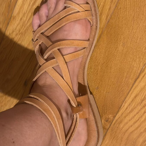 Ancient Greek leather sandals size 37 used, brown