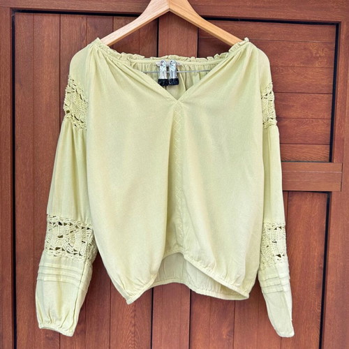 Boho top Lucky Brand lime color, size S
