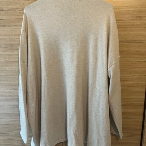 Beige white long knitted cardigan like new, size S-M