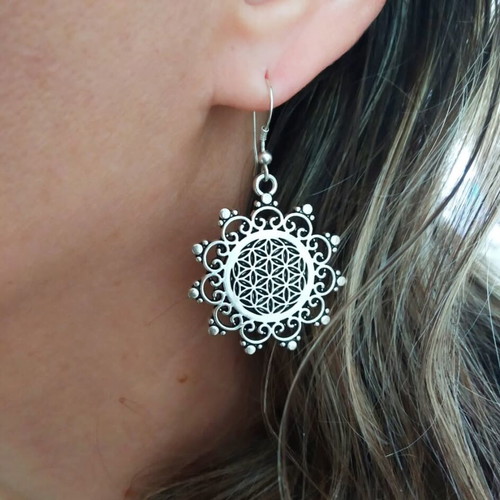 Boho earrings new with metal detail and 925 silver hook