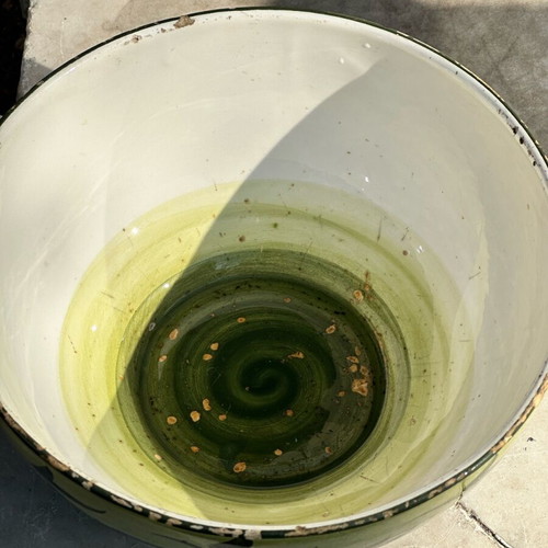 Handmade ceramic fruit bowl used with olive painting