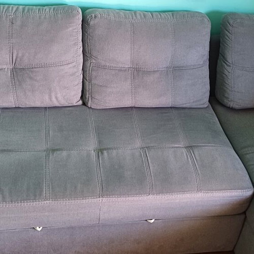 Corner sofa grey fabric with storage, convertible to bed