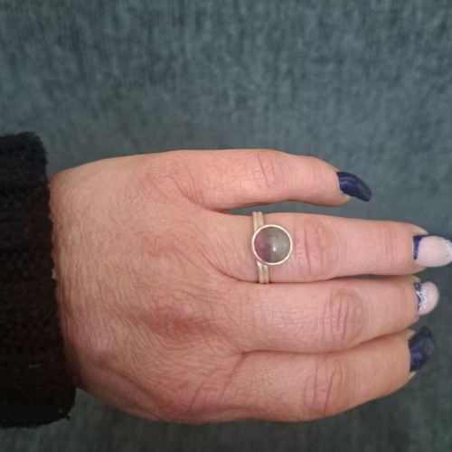 Handmade silver ring with fluorite, like new