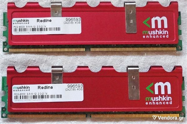  Mushkin Redline 4GB (2 x 2GB) 240-Pin DIMM SDRAM DDR2 1000 (PC2 8000) Dual Channel Kit Memory Model 996593