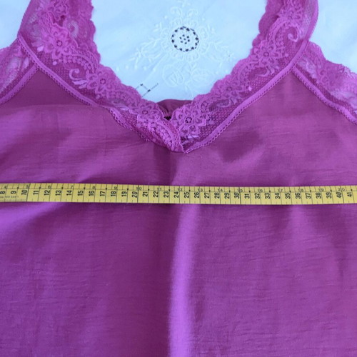 Women's top blouse with lace straps, magenta