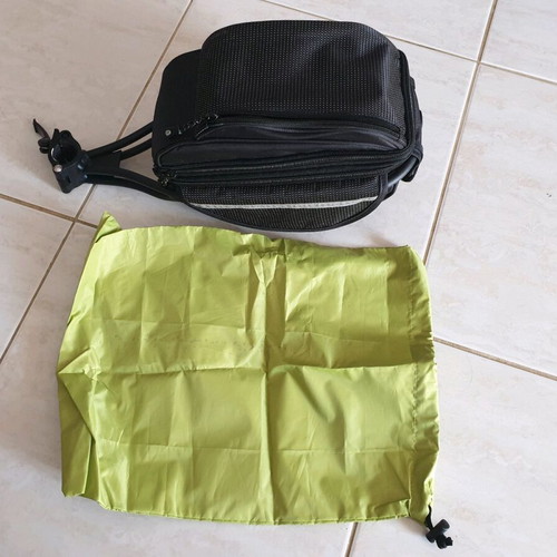 Bicycle bag like new, foldable with seat support base and waterproof cover