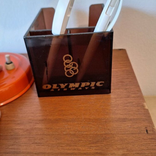 Olympic Airways pencil holder used with signs of wear and age