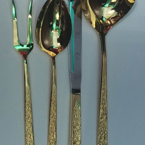 Cosmos Golden Fresco Cutlery Set 100 Pieces Gold Plated New