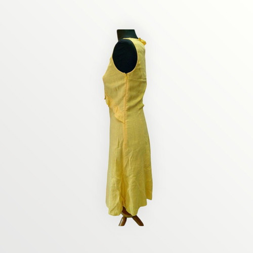 100% linen dress used, yellow, size M