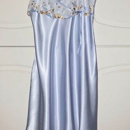 Satin nightgown Rachel light blue with lace like new