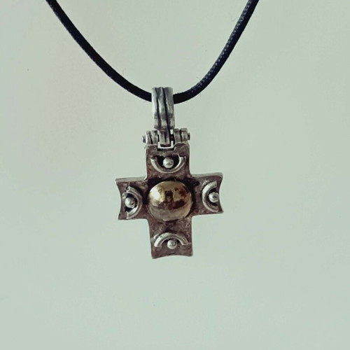 Cross 925 silver with 585 gold center vintage style