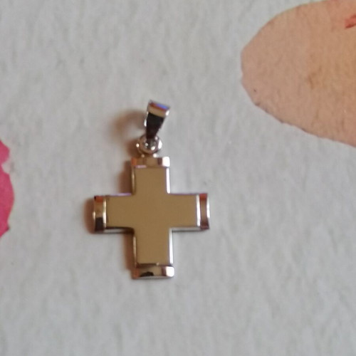 Silver 925 double cross rhodium plated new
