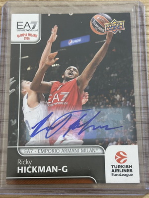 Κάρτα Ricky Hickman Armani Milan Upper Deck Euroleague σαν καινούργιο, με υπογραφή