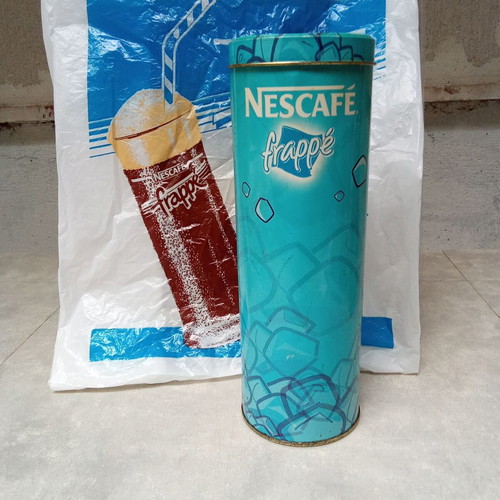 Nescafe aluminum tin used, vintage 1990s collectible