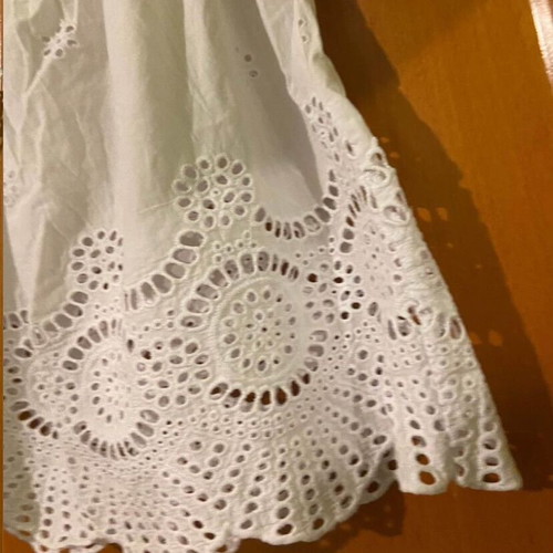 Stradivarius white top with perforated design and off-shoulder like new, size S