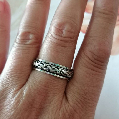Men's 925 silver ring double band with weave No 68 (US 12)