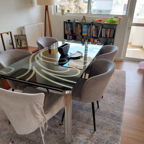 Dining table glass top 180x90 cm like new