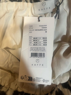 Kaffe Leopard Skirt new, black and white, size XL