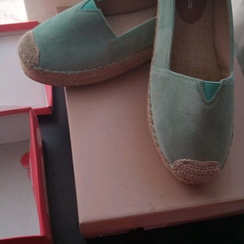 Espadrilles size 39 like new, suede green pistachio-beraman
