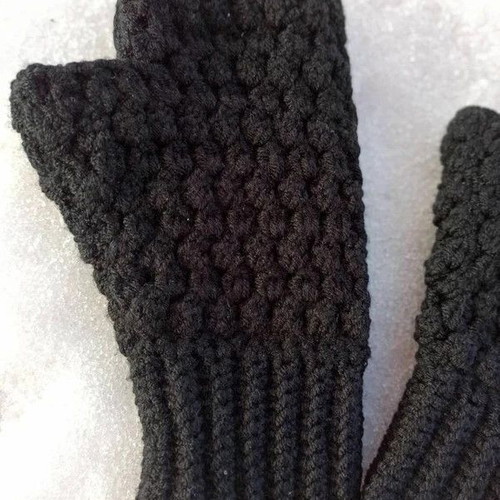 Handmade women's knitted fingerless gloves new, black