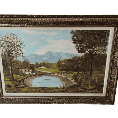 Vintage decorative painting used 83x115 with plaster frame
