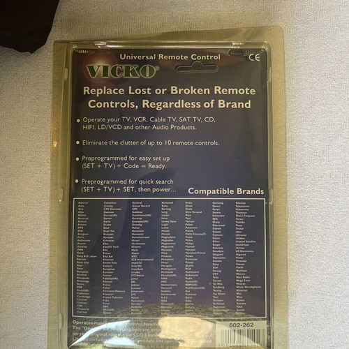 VICKO Universal Remote Control 10-in-1, code 802-262