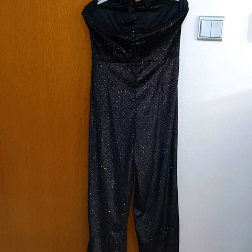 Terranova black one-piece jumpsuit with glitter like new, size XS