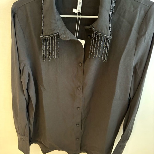 Black shirt with collar details medium, new