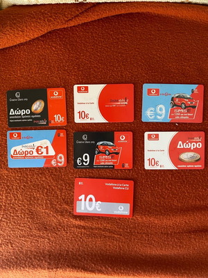 Κάρτες ανανέωσης χρόνου Vodafone πακέτο 7 τεμαχίων