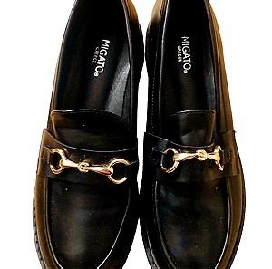 Black leather loafers 37