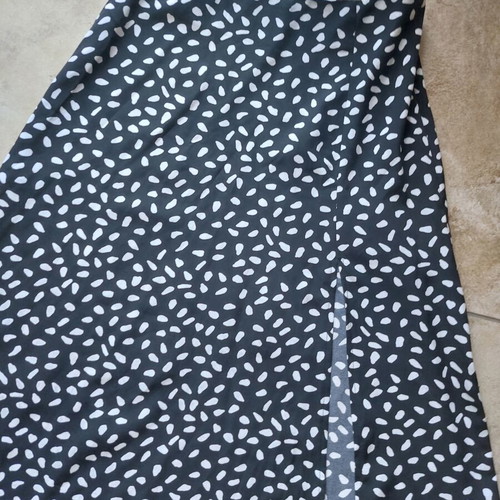 Midi skirt black and white with side slit, size Small