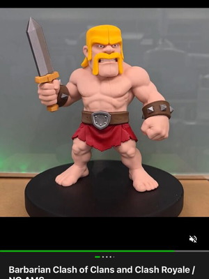 Clash of Clans Barbarian τρισδιάστατα εκτυπωμένη φιγούρα, 24 εκ.