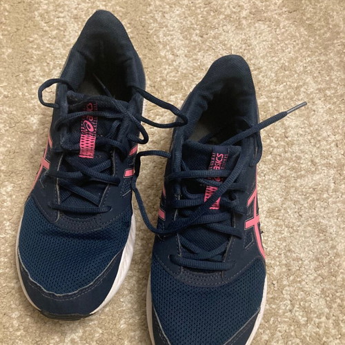 ASICS girls' running shoes used, blue and pink