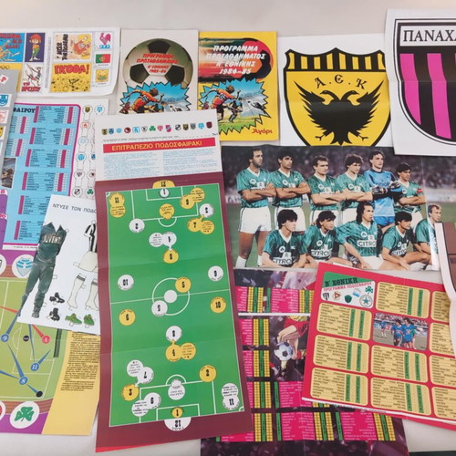 Greek Football Memorabilia used from 1980s with posters and programs