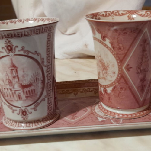Set of 2 porcelain cups and tray Royal Crown Kent England new