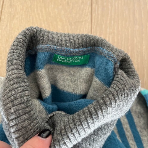 Benetton women's striped colorful turtleneck like new, size S