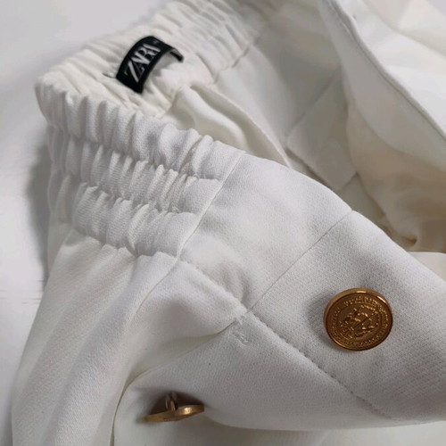 Zara pants L 40 like new, white with gold details