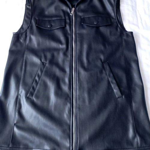 8 by YOOX sleeveless biker jacket new, black faux leather