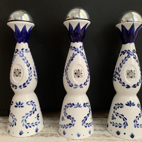 Porcelain tequila bottles, hand-painted