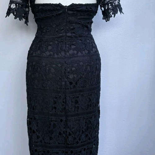 Missguided vintage dress with lace navy blue size small new