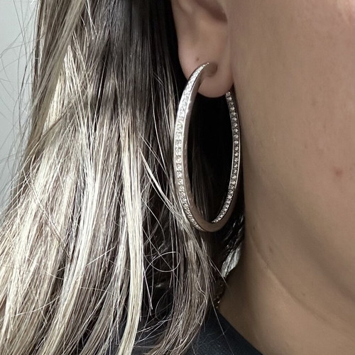Swarovski large hoop earrings like new, 5 cm, crystal decorated