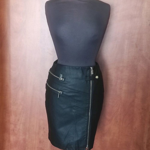 BSB Leather-Look Mini Skirt like new, black, biker style